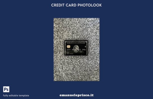 modello frontale photolook con carta nera AMEX della banca PNC USA stile verific